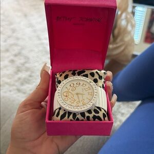 Betsey Johnson White and Gold Watch with Rhinestones